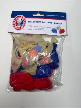 Eagle Scout Red, Blue & Cream Party Balloons - 25 Pack
